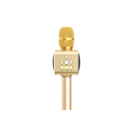 Kogan Bluetooth Karaoke Microphone with Built-in Speaker and LED (Gold)