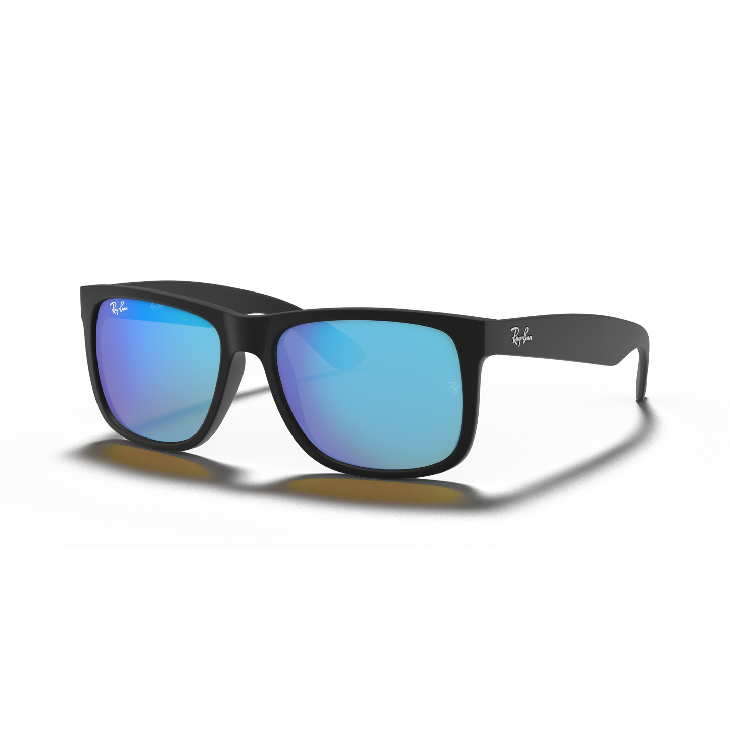 Ray-Ban 0RB4165 Justin - Matte Rubber Black, Blue Mirror Lenses