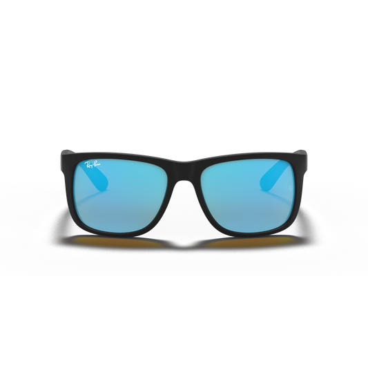 Ray-Ban 0RB4165 Justin - Matte Rubber Black, Blue Mirror Lenses