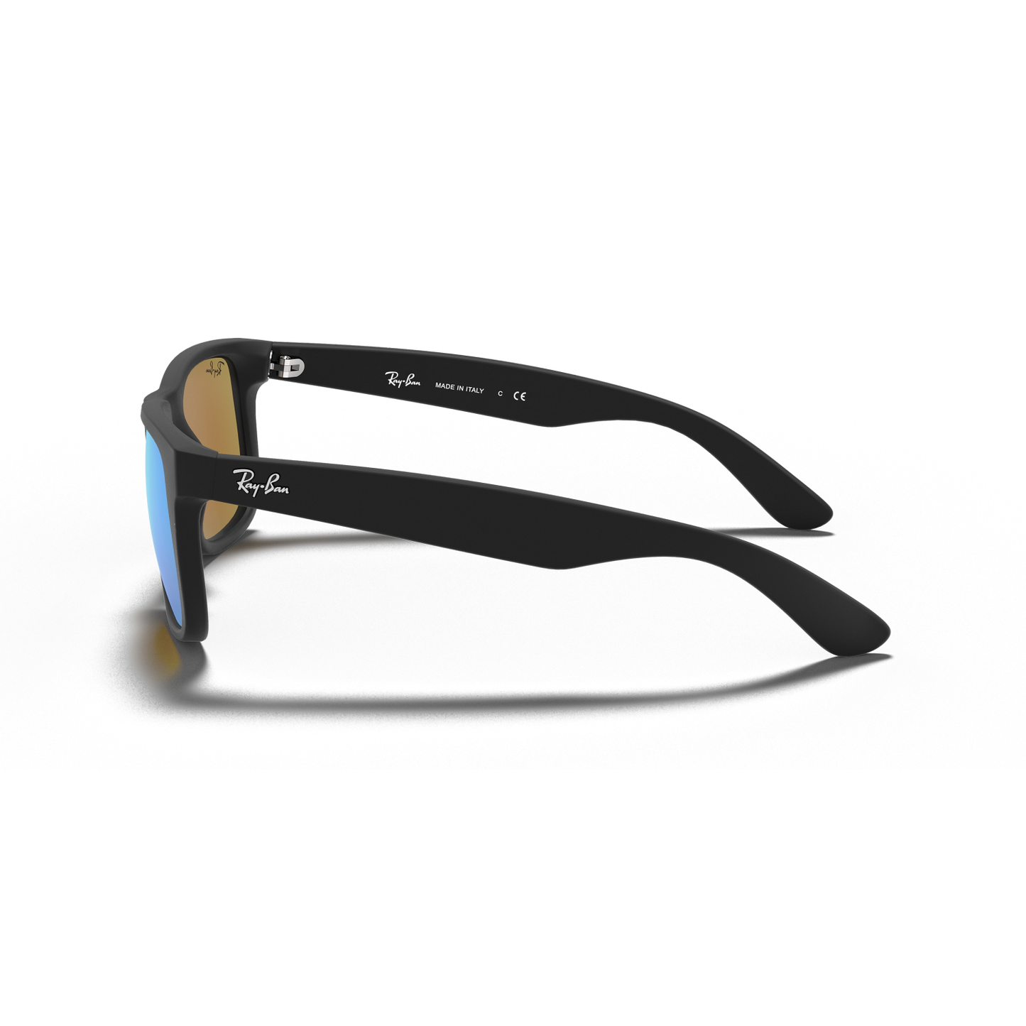 Ray-Ban 0RB4165 Justin - Matte Rubber Black, Blue Mirror Lenses