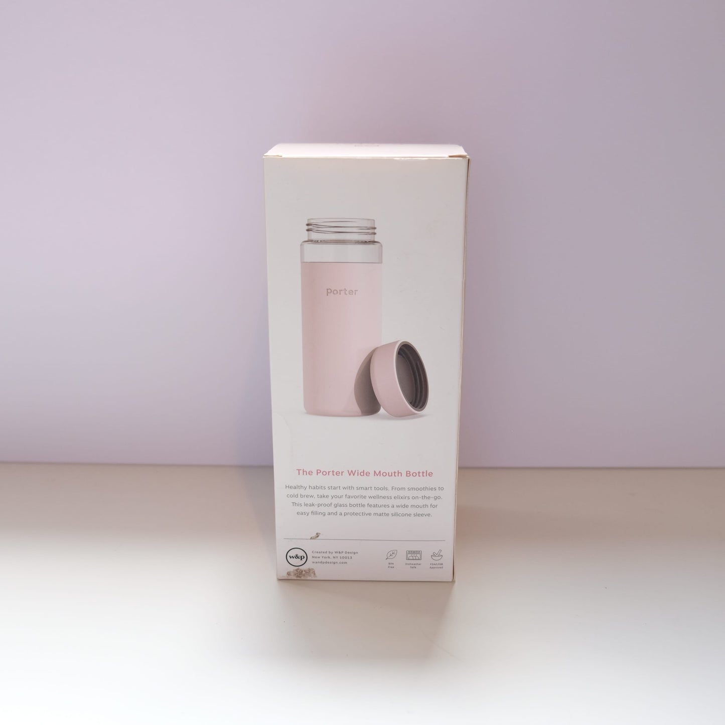 W&P Porter Glass Wide Mouth Bottle w/Protective Silicone Sleeve 16 Ounce