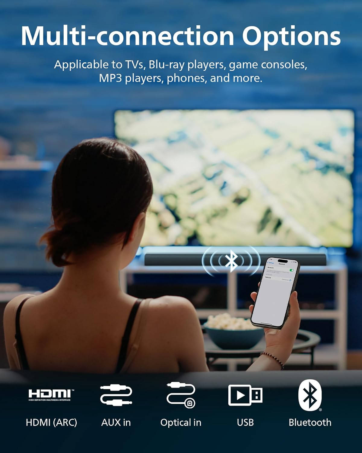 Philips 60W 2.0 Sound Bar w/ Bluetooth HDMI ARC - Wall Mountable TAB4208/98