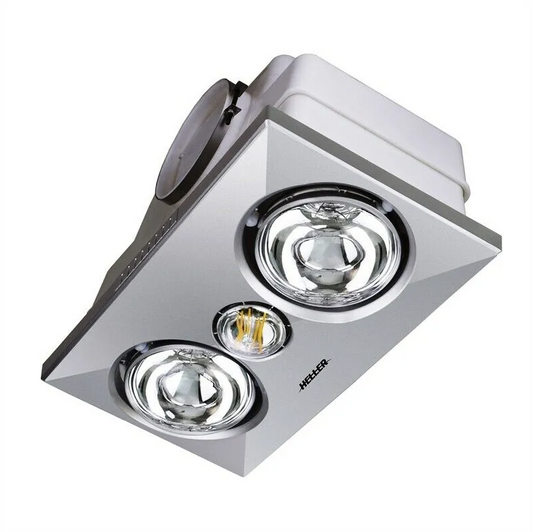 Heller 2 x 275W LED Silver 3 In 1 Bathroom Exhaust Fan and Heater LRBH2RYAN-S